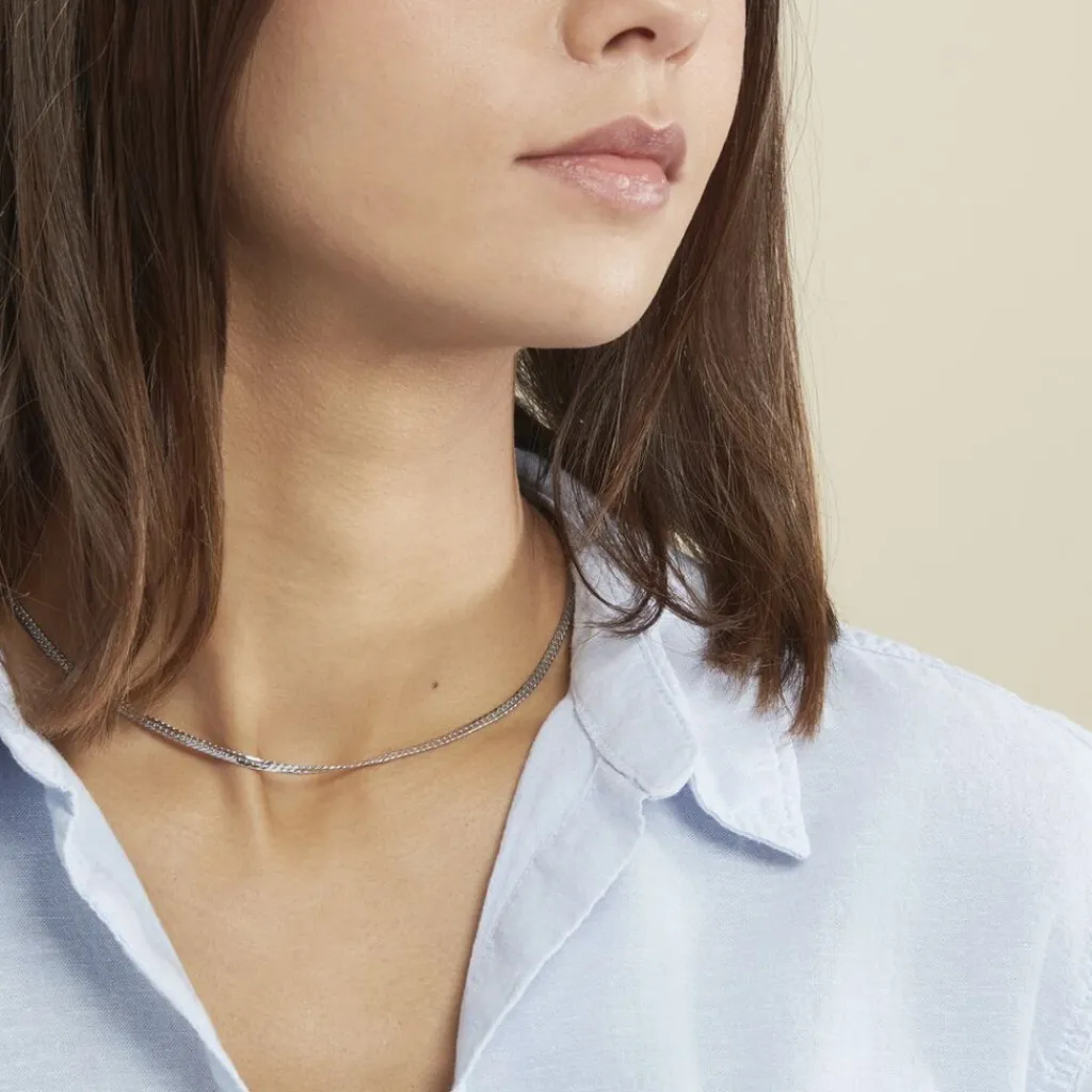 Histoire d'Or Collier Izel Maille Anglaise Or Blanc Best