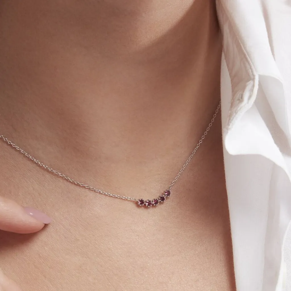 Histoire d'Or Collier Karrie Argent Blanc Oxyde De Zirconium argent blanc oxyde rouge Hot