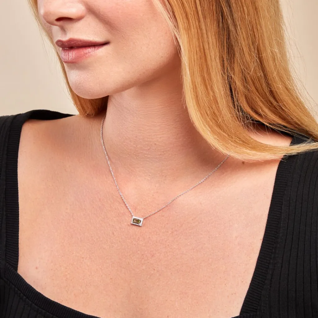 Histoire d'Or Collier Laurine Argent Blanc Oxyde De Zirconium argent blanc oxyde vert Discount