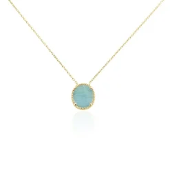 Histoire d'Or Collier Leeve Plaqué Or Jaune Amazonite Outlet