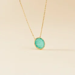 Histoire d'Or Collier Leeve Plaqué Or Jaune Amazonite Outlet
