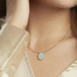 Histoire d'Or Collier Leeve Plaqué Or Jaune Amazonite Outlet