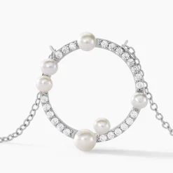 Histoire d'Or Collier Lua Argent Blanc Oxyde De Zirconium Perle De Culture Clearance