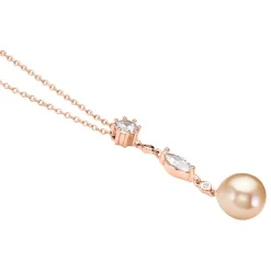 Histoire d'Or Collier Lynes Argent Rose Perle De Culture Et Oxyde De Zirconium Sale