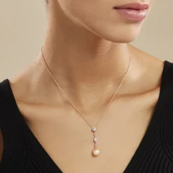 Histoire d'Or Collier Lynes Argent Rose Perle De Culture Et Oxyde De Zirconium Sale