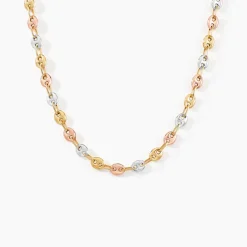 Histoire d'Or Collier Maille Dami Maille Grain De Cafe or tricolore New