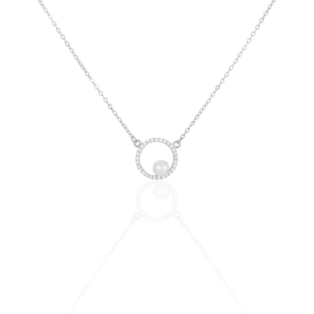 Histoire d'Or Collier Marthe Argent Blanc Perle De Culture Et Oxyde De Zirconium Sale