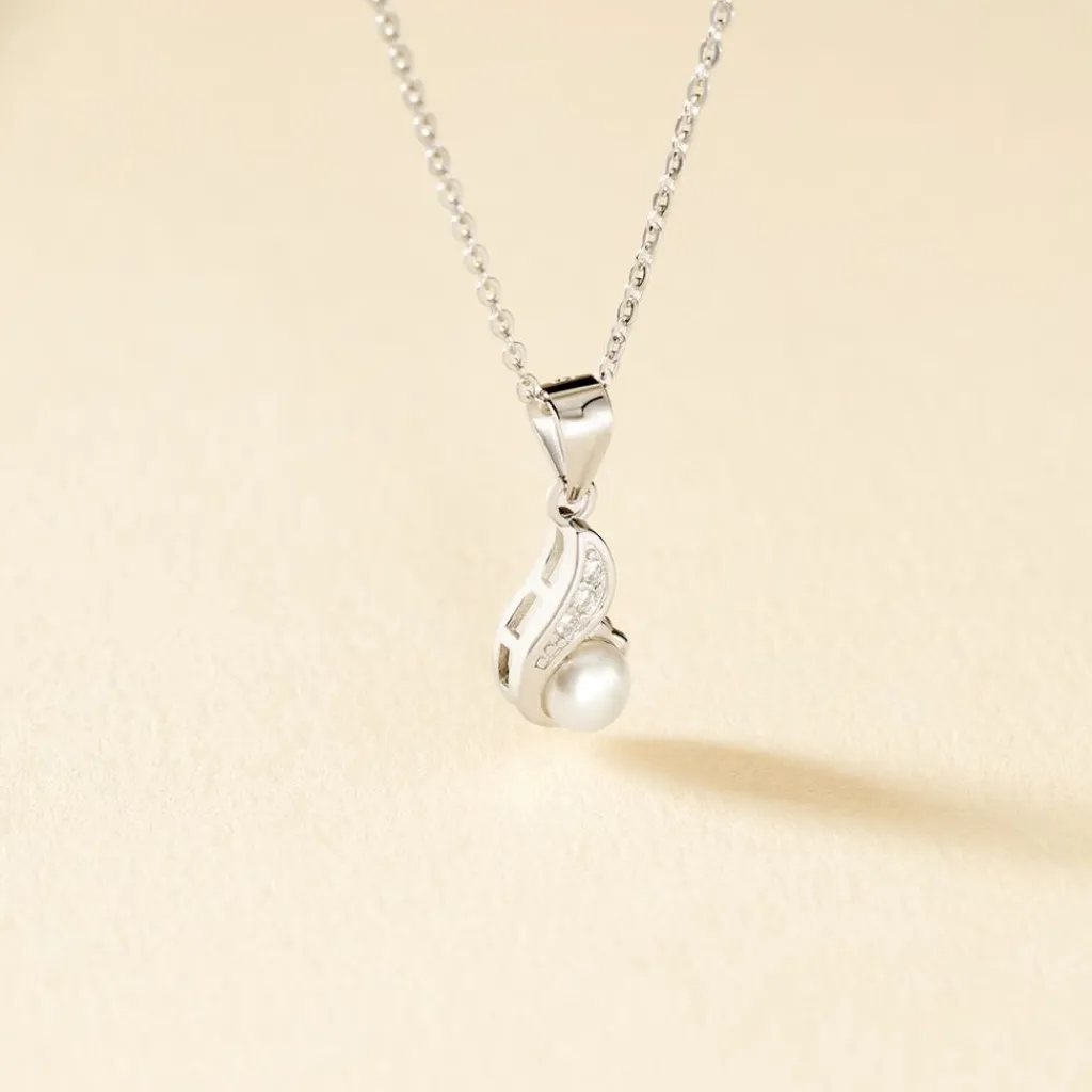 Histoire d'Or Collier Mellie Argent Blanc Perle De Culture Et Oxyde De Zirconium Sale