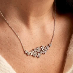 Histoire d'Or Collier Midnight Flower Argent Blanc Oxyde De Zirconium Sale