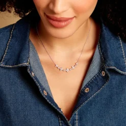 Histoire d'Or Collier Midnight Flower Argent Blanc Oxyde De Zirconium Best