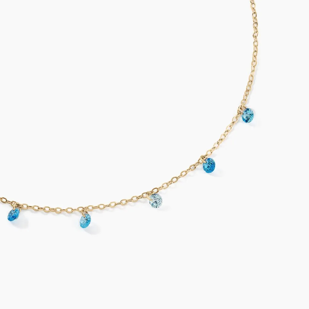 Histoire d'Or Collier Myosothis Plaqué Or Pierres plaqué or jaune pierre bleu