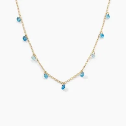 Histoire d'Or Collier Myosothis Plaqué Or Pierres plaqué or jaune pierre bleu