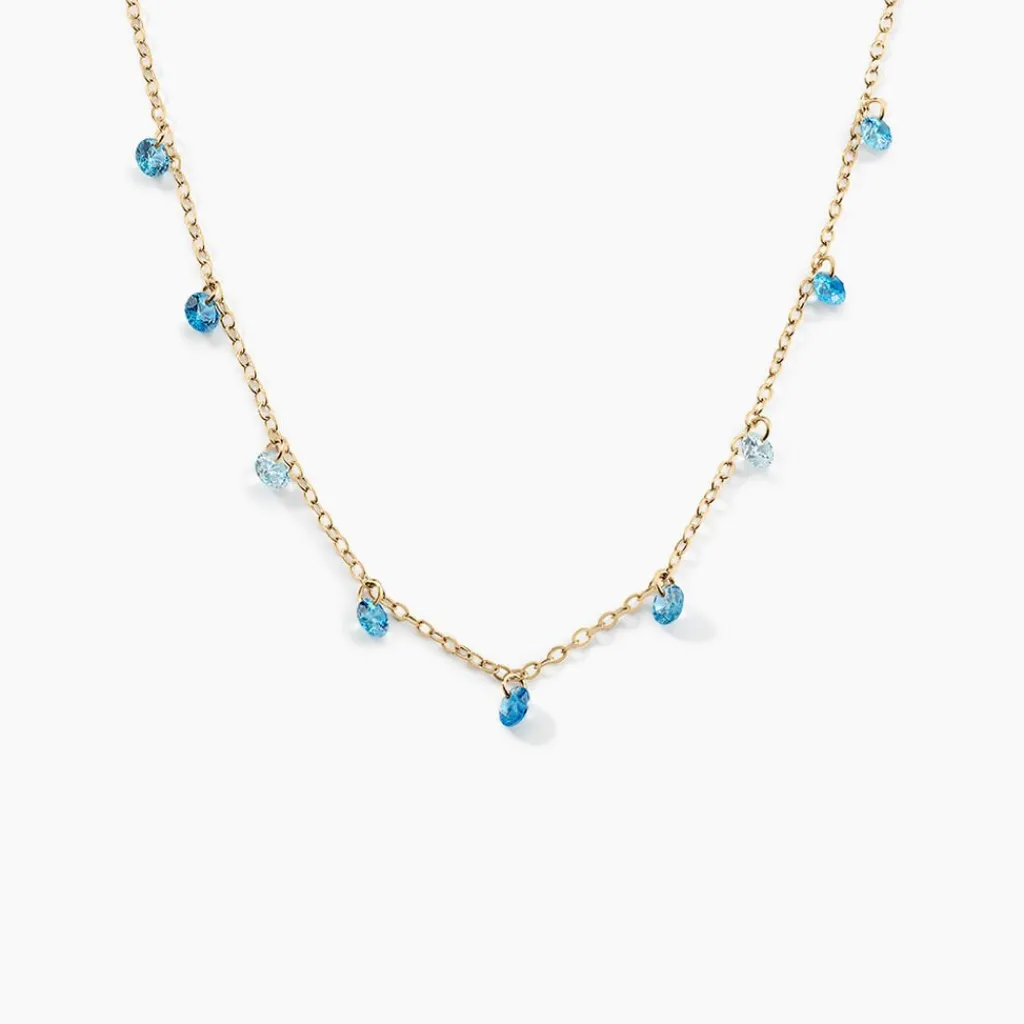 Histoire d'Or Collier Myosothis Plaqué Or Pierres plaqué or jaune pierre bleu