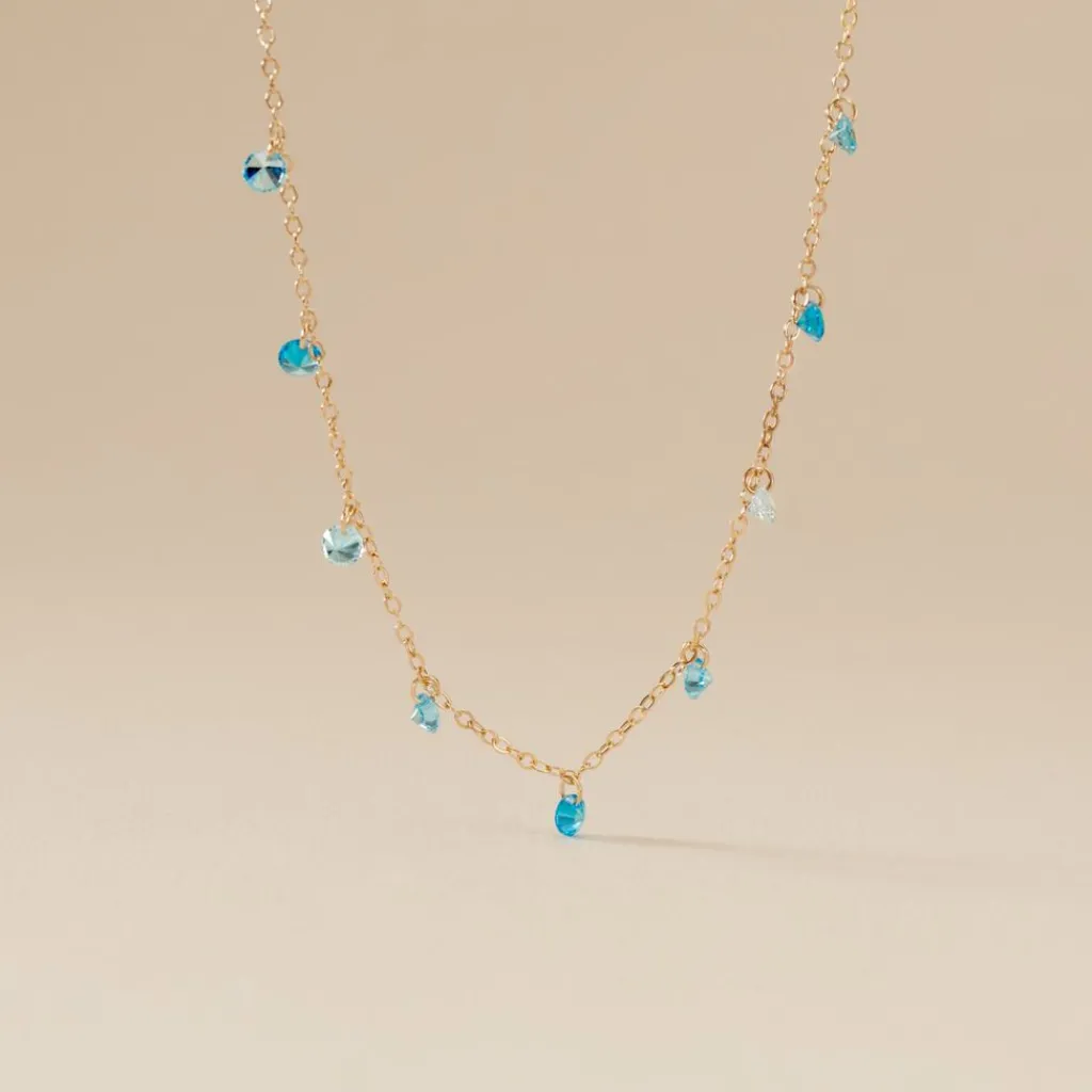 Histoire d'Or Collier Myosothis Plaqué Or Pierres plaqué or jaune pierre bleu