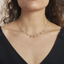 Histoire d'Or Collier Myosothis Plaqué Or Pierres plaqué or jaune pierre bleu