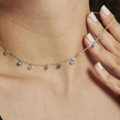 Histoire d'Or Collier Myosothis Plaqué Or Pierres plaqué or jaune pierre bleu