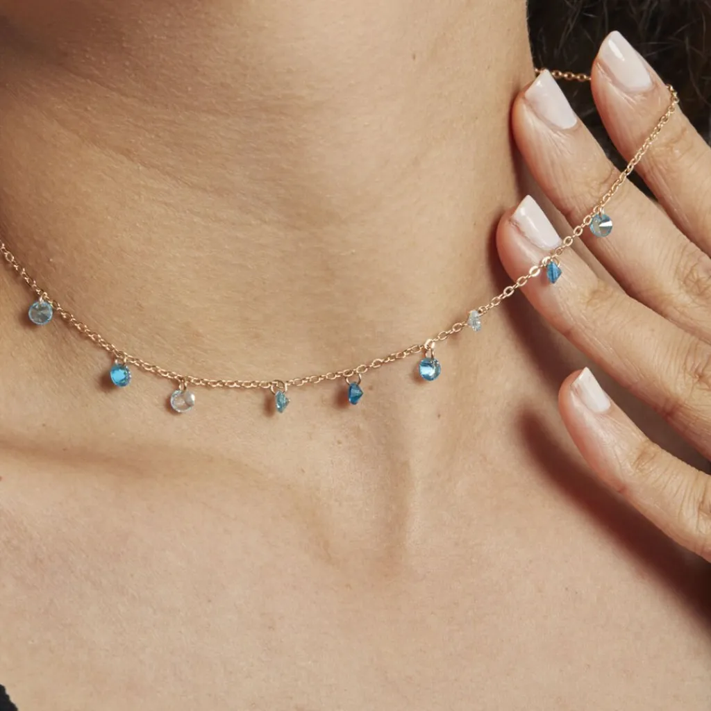 Histoire d'Or Collier Myosothis Plaqué Or Pierres plaqué or jaune pierre bleu