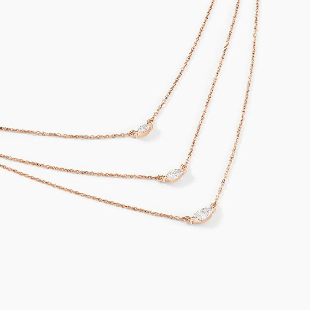 Histoire d'Or Collier Navette De Zirconium argent rose oxyde Outlet