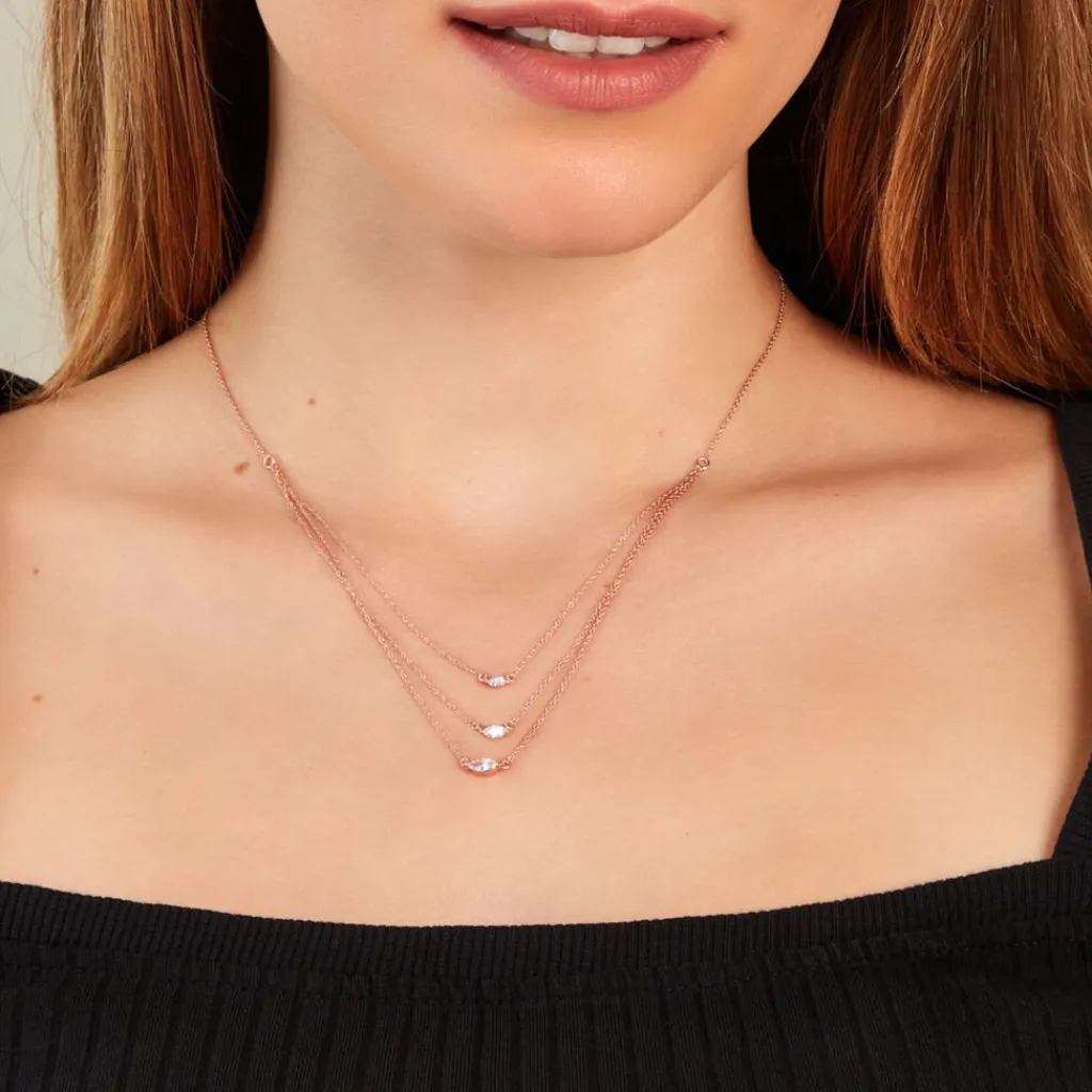 Histoire d'Or Collier Navette De Zirconium argent rose oxyde Outlet