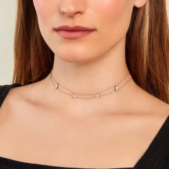 Histoire d'Or Collier Navette De Zirconium argent rose oxyde New