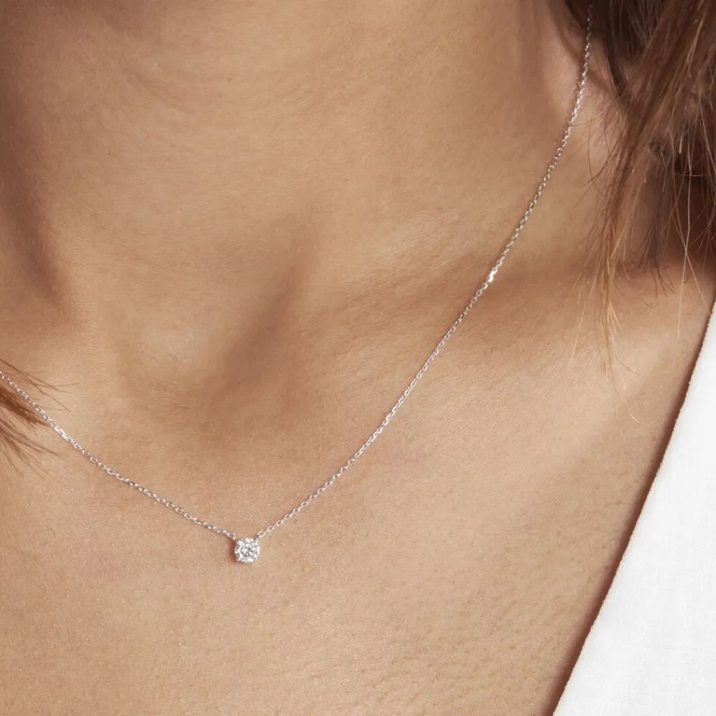 Histoire d'Or Collier Or Blanc Aphrodite Diamant Synthétique or blanc diamant synthétique New