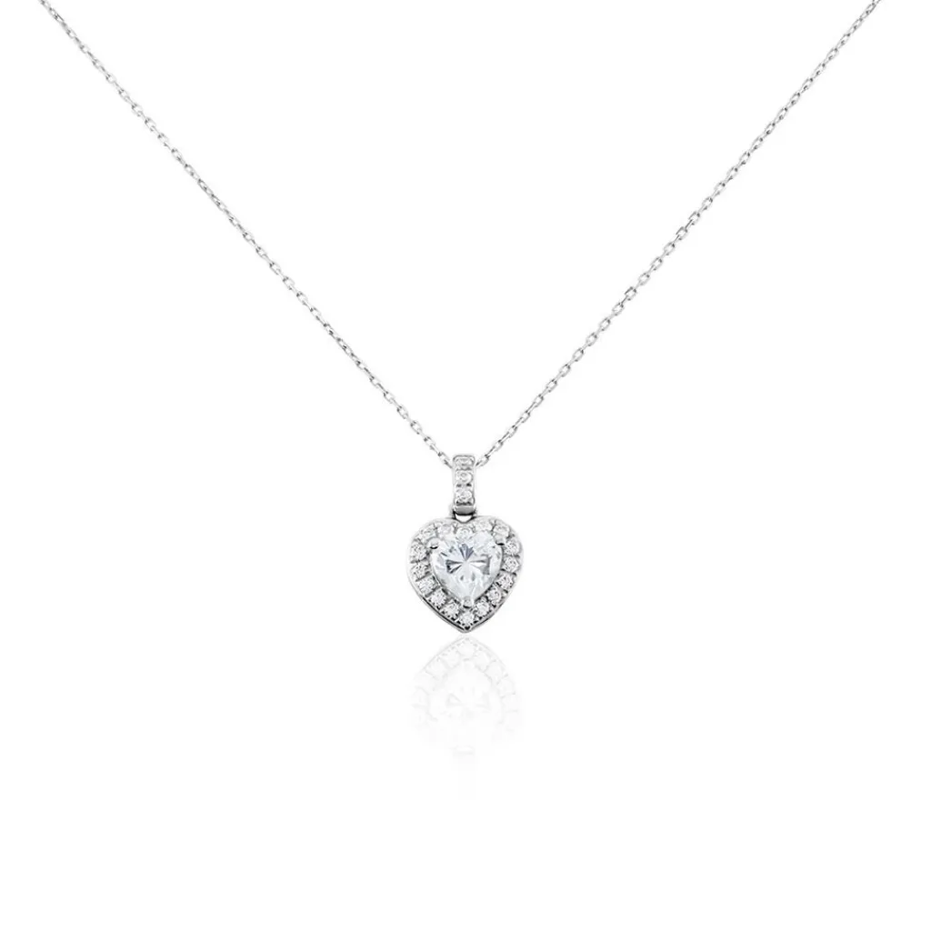 Histoire d'Or Collier Or Blanc Charity Oxydes De Zirconium