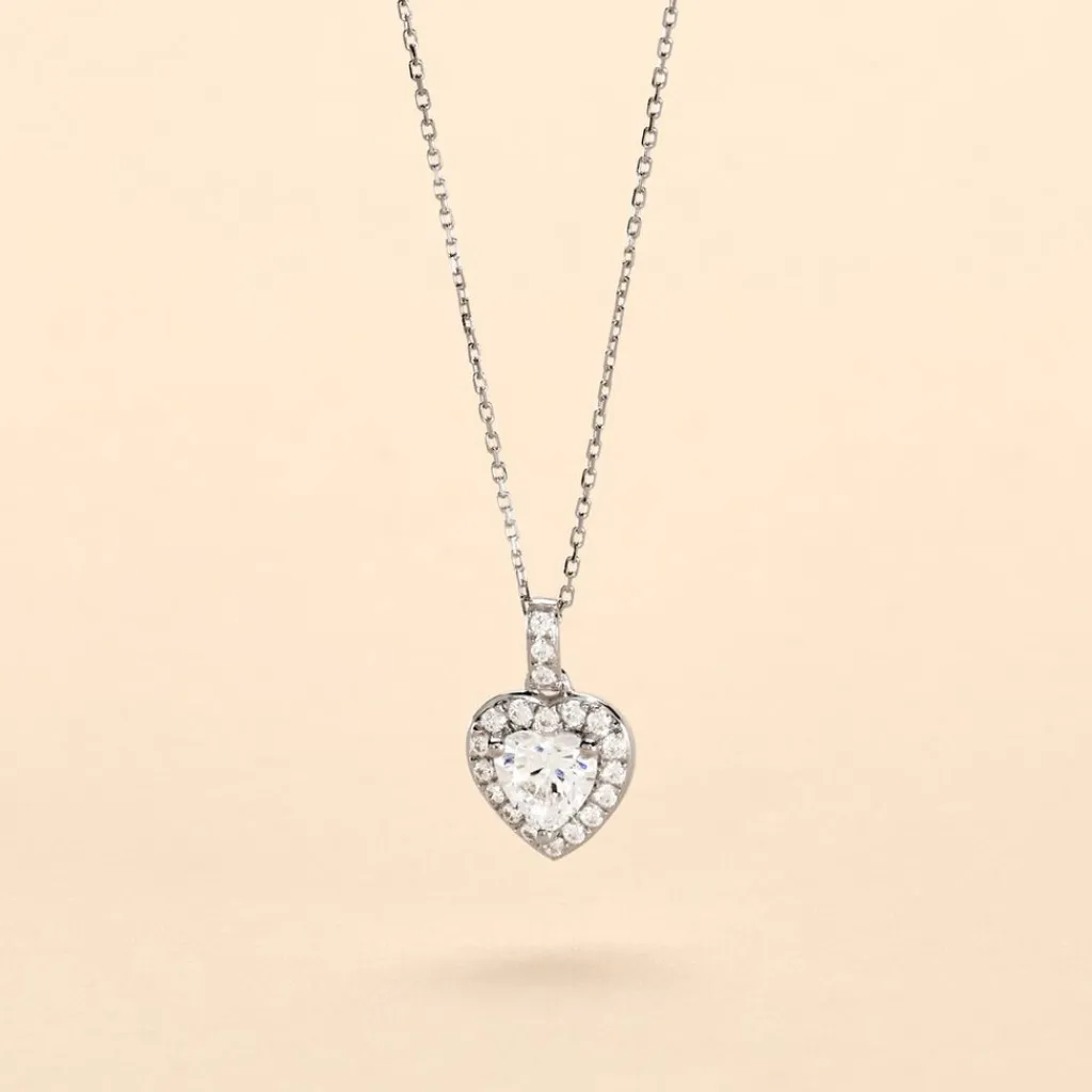 Histoire d'Or Collier Or Blanc Charity Oxydes De Zirconium