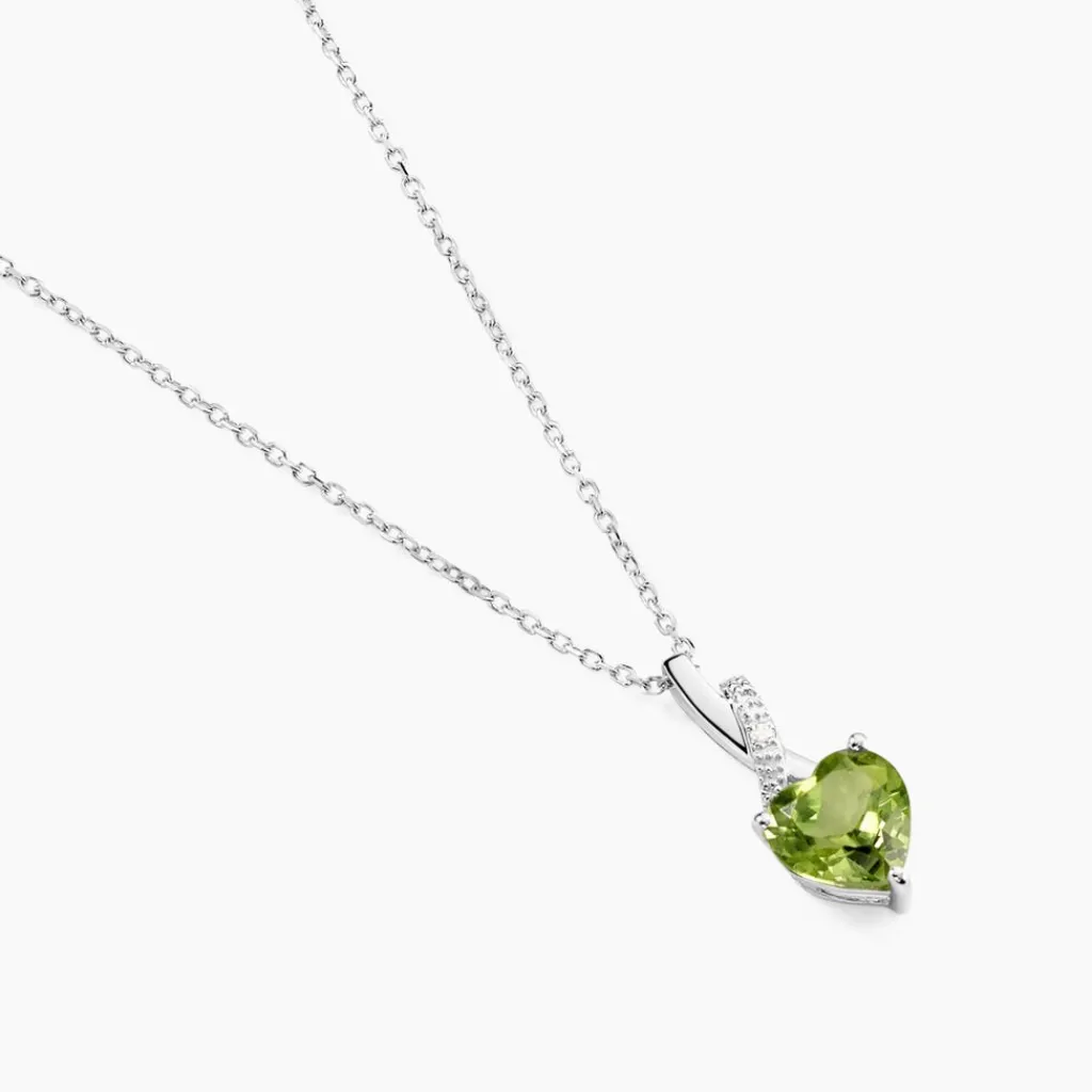 Histoire d'Or Collier Or Blanc Clothilde Péridot or blanc péridot vert New