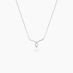 Histoire d'Or Collier Or Blanc Proximae Perle De Culture Oxydes De Zirconium Hot