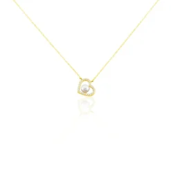 Histoire d'Or Collier Or Jaune Cagiris Oxydes Et Perle De Culture New