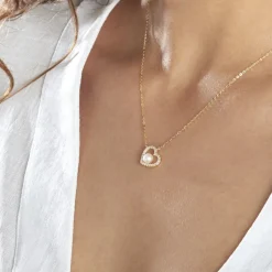 Histoire d'Or Collier Or Jaune Cagiris Oxydes Et Perle De Culture New