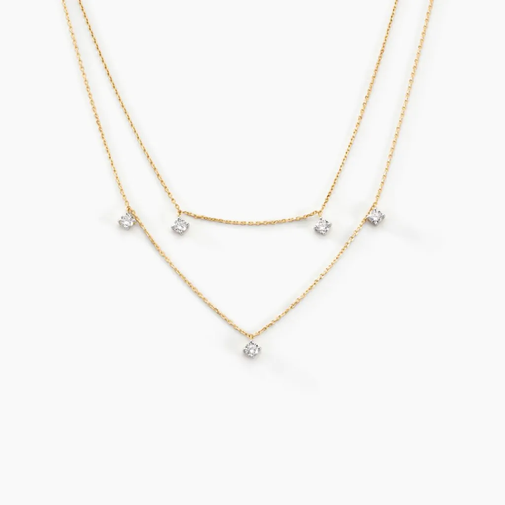 Histoire d'Or Collier Or Jaune Eclat D'etoile Oxyde De Zirconium Best