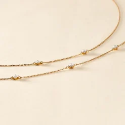 Histoire d'Or Collier Or Jaune Eclat D'etoile Oxyde De Zirconium Best