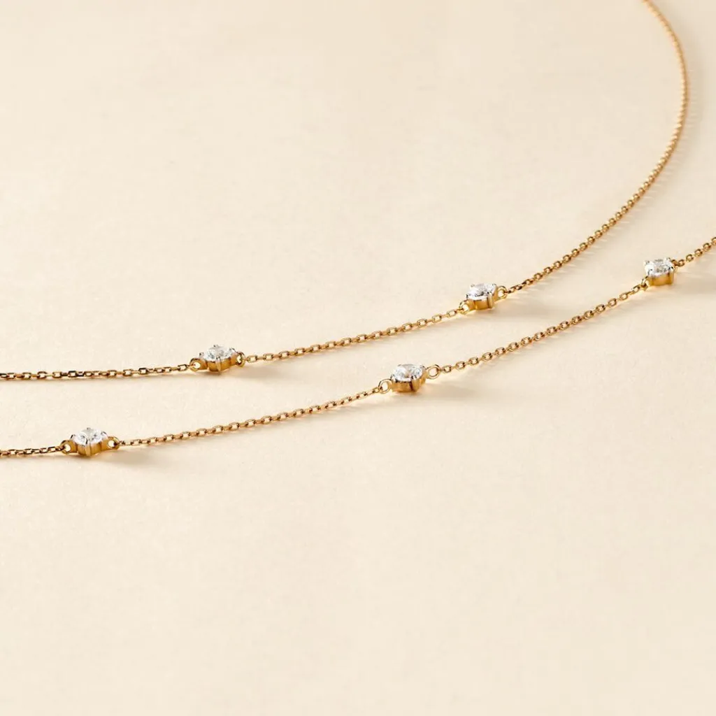 Histoire d'Or Collier Or Jaune Eclat D'etoile Oxyde De Zirconium Best