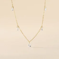 Histoire d'Or Collier Or Jaune Leucitica Oxydes De Zirconium New