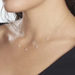 Histoire d'Or Collier Or Jaune Leucitica Oxydes De Zirconium New