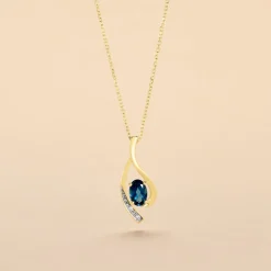 Histoire d'Or Collier Or Jaune Sagesse Topaze Oxydes De Zirconium or jaune topaze london blue