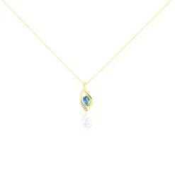 Histoire d'Or Collier Or Jaune Sagesse Topaze Oxydes De Zirconium or jaune topaze bleu sky Discount