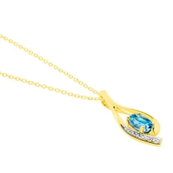Histoire d'Or Collier Or Jaune Sagesse Topaze Oxydes De Zirconium or jaune topaze bleu sky Discount
