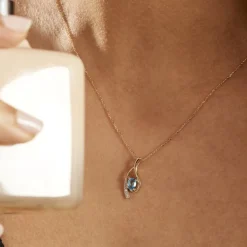 Histoire d'Or Collier Or Jaune Sagesse Topaze Oxydes De Zirconium or jaune topaze bleu sky Discount