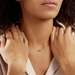 Histoire d'Or Collier Petale Et Diamant or bicolore rubis New