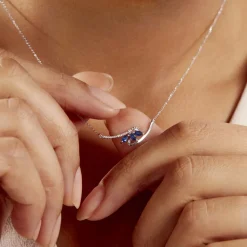 Histoire d'Or Collier Petale Et Diamant or blanc saphir Outlet