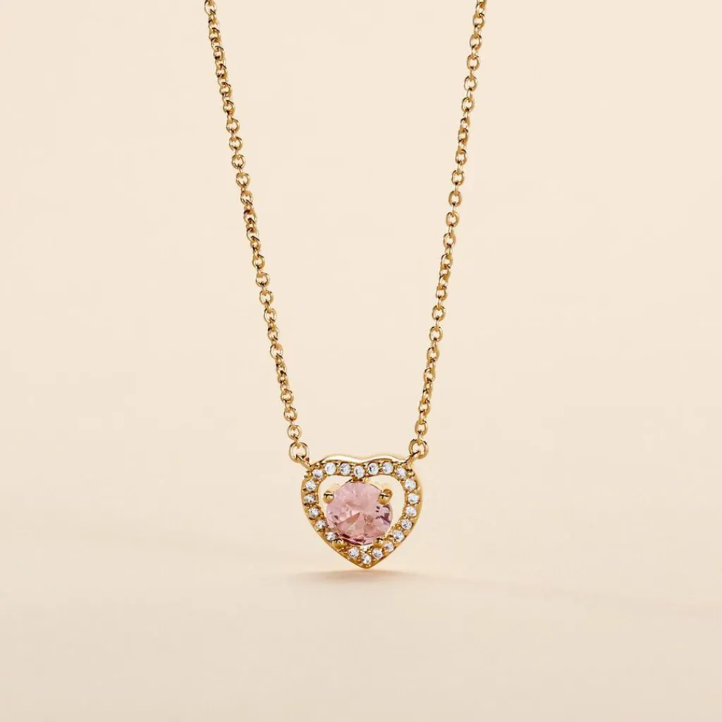 Histoire d'Or Collier Plaqué Or Jaune Alais Oxyde De Zirconium plaqué or jaune oxyde rose Outlet