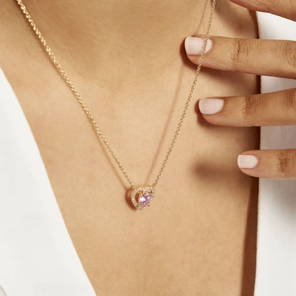 Histoire d'Or Collier Plaqué Or Jaune Alais Oxyde De Zirconium plaqué or jaune oxyde rose Outlet