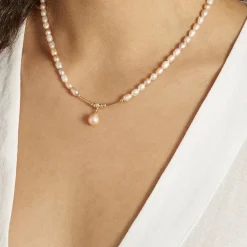 Histoire d'Or Collier Poire Or Jaune Perle De Culture or jaune perle rose Clearance