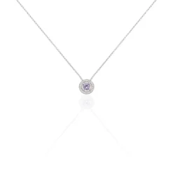 Histoire d'Or Collier Priscillya Or Blanc Amethyste Et Oxyde De Zirconium Best