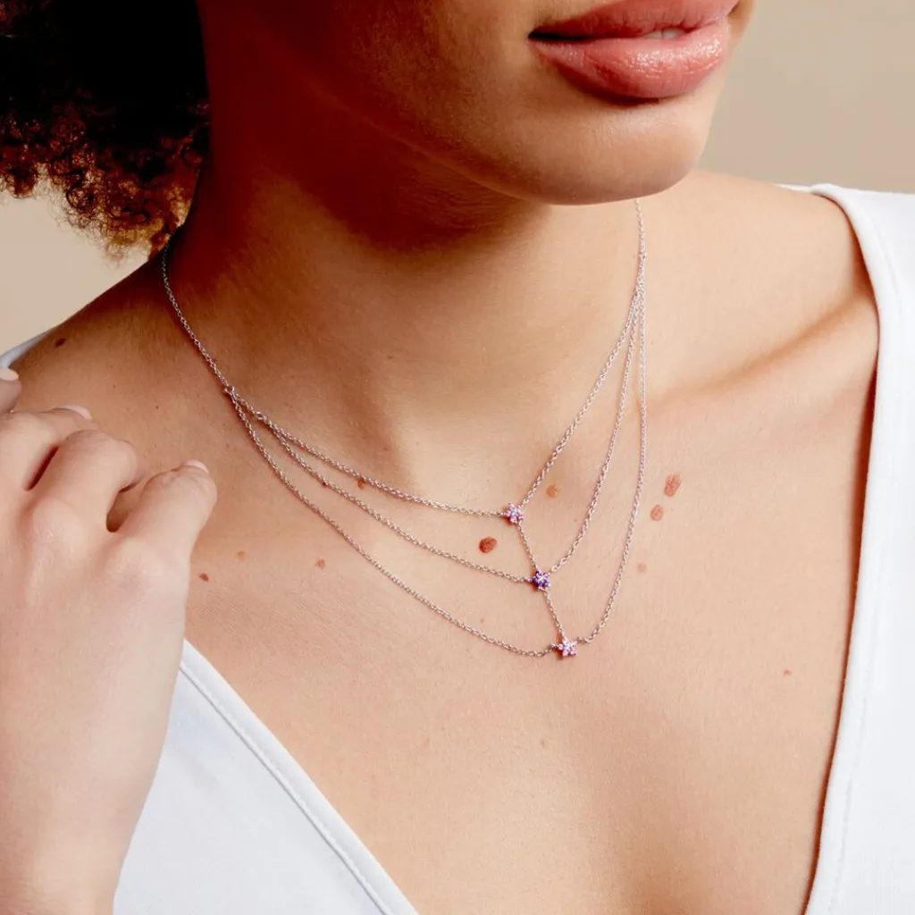 Histoire d'Or Collier Purple Bloom Argent Blanc Oxyde De Zirconium argent blanc oxyde violet Sale