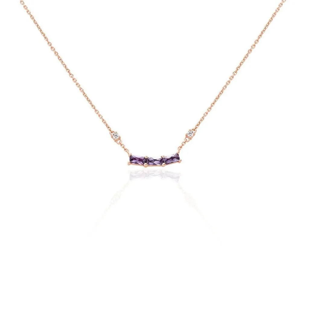 Histoire d'Or Collier Purple Mood Argent Rose Oxyde De Zirconium