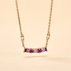 Histoire d'Or Collier Purple Mood Argent Rose Oxyde De Zirconium