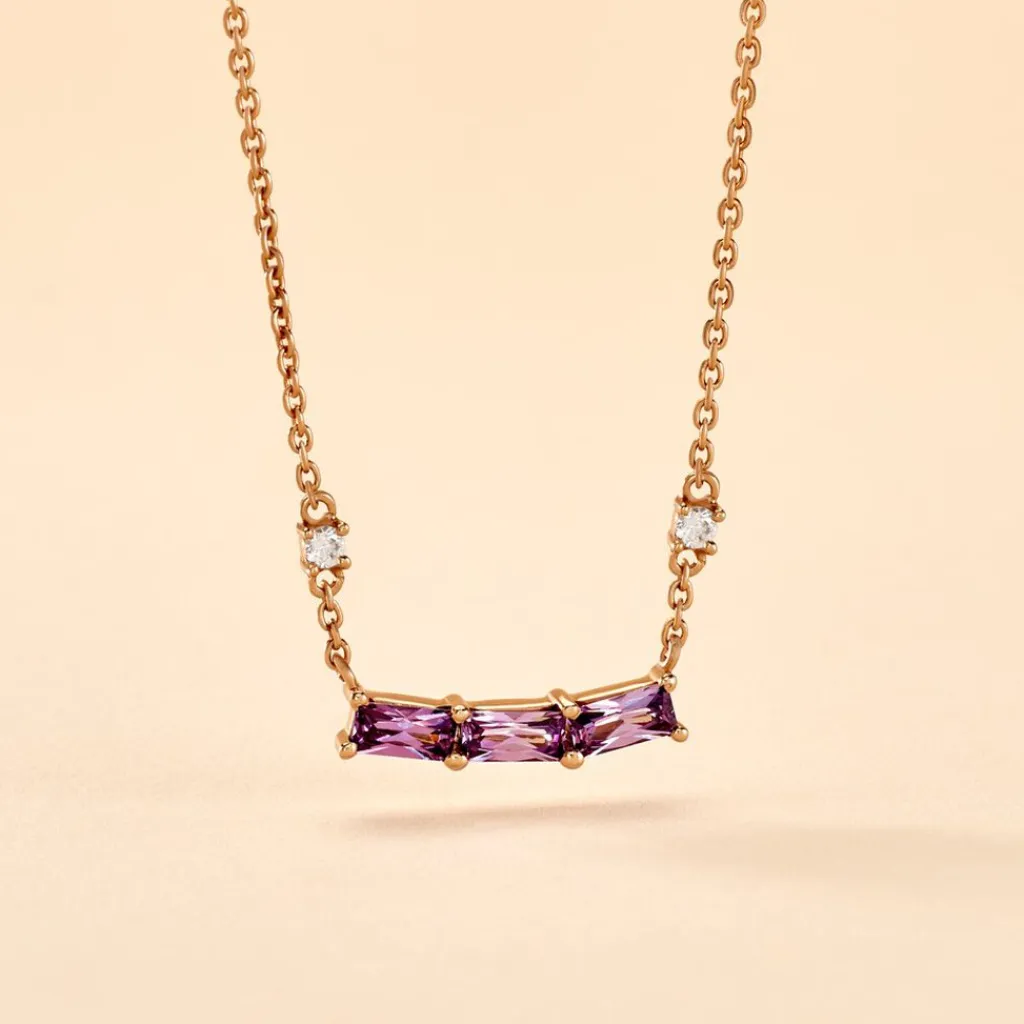 Histoire d'Or Collier Purple Mood Argent Rose Oxyde De Zirconium